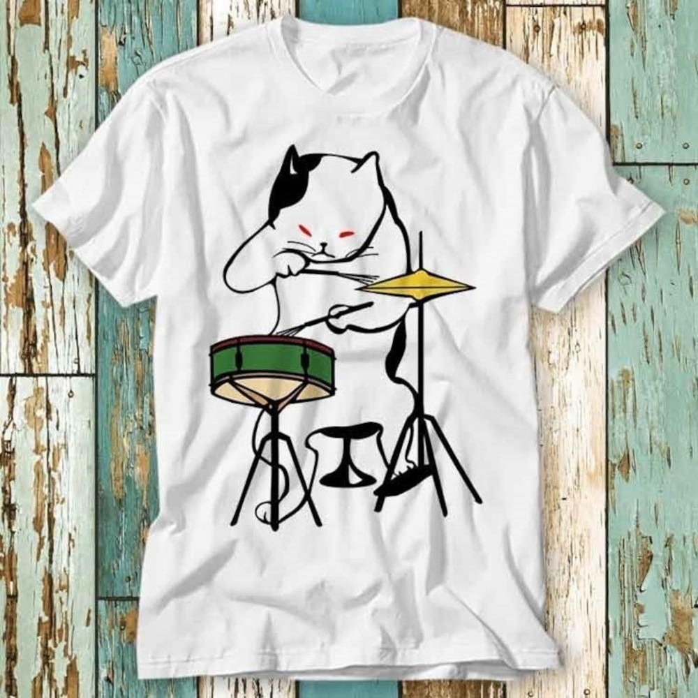 Cat Playing Drums Kitten Music Master T Shirt